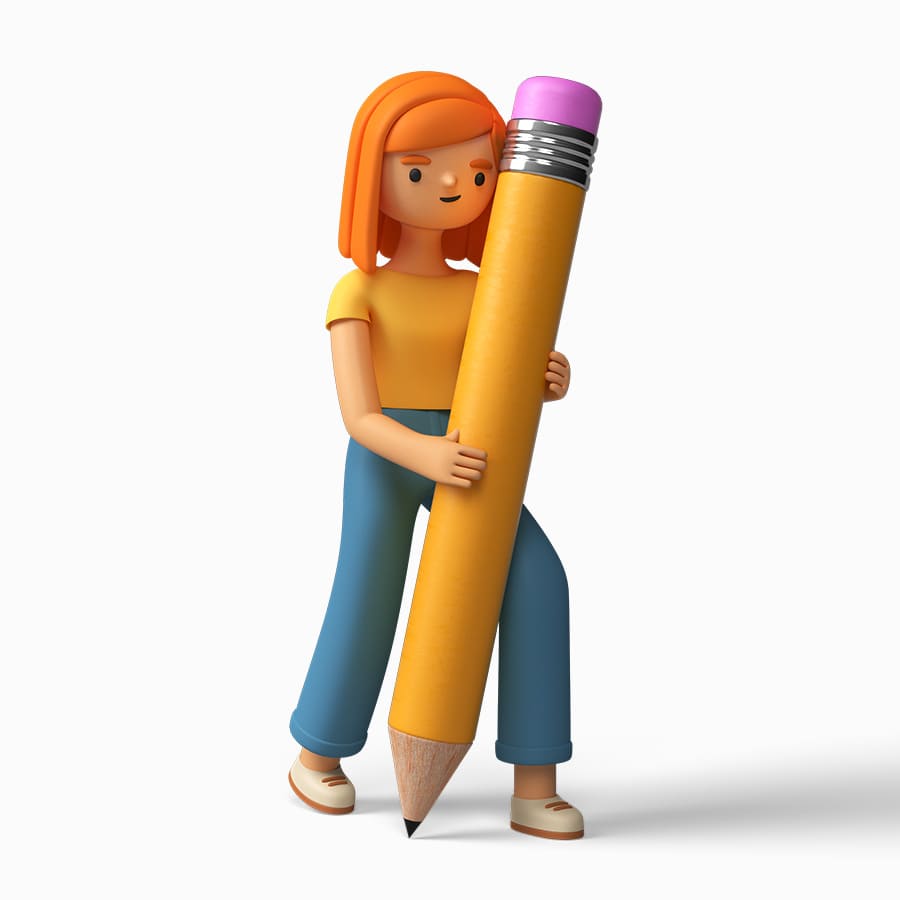 3d Girl with Pencil