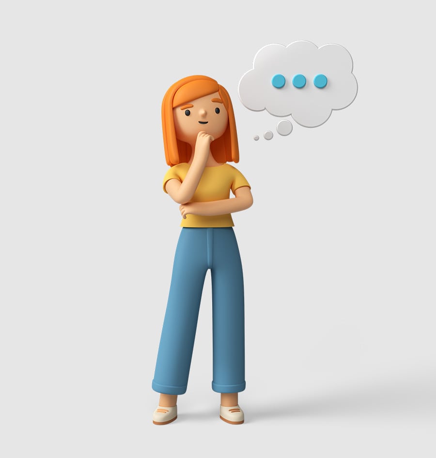 3d girl thinking about something